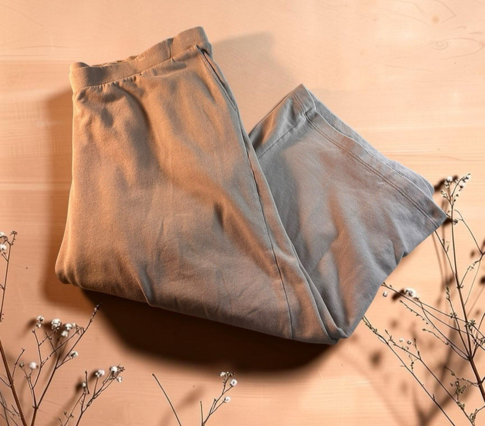 Pure Jill Tan Wide Leg Cropped Sweatpants Sz 3X Organic Cotton Fleece 24" Inseam